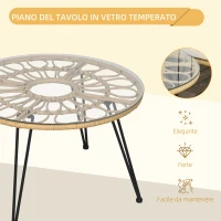 Outsunny Set da Giardino 5 Pezzi in Rattan con Tavolo Rotondo Ø82x50 cm e 4 Sedie 72x72x75 cm con Cuscini(m-6)
