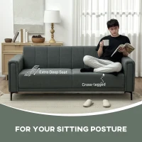 HOMCOM Three-Seater Relaxed Modern Sofa - Grey(m-5)