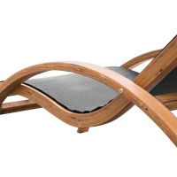 Outsunny Lettino Prendisole Chaise Longue con Poggiatesta in Legno e Tessuto a Rete, 165x72x86cm(m-7)