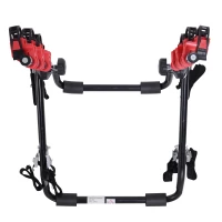 HOMCOM Portabicicletas Trasero Portón Plegable con Correas Hasta 3 Bicis Soporte de Bici Universal Carga 40kg 68x52x60cm Metal(m-9)