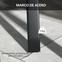 Outsunny Mesa de Jardín con Marco de Acero y Encimera de Metal con Orificio para Sombrilla para Balcón Patio 80x80x72 cm Negro(m-5)