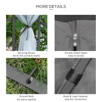 Outsunny 3 x 3(m) Patio Gazebo Canopy Garden Pavilion Tent Shelter with 2 Tier Roof and Mosquito Netting, Steel Frame, Grey(m-5)