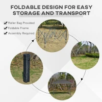 Outsunny 4 x 4m Pop-up Gazebo Double Roof Canopy Tent with UV Proof, Roller Bag & Adjustable Legs Outdoor Party, Steel Frame, Dark Grey(m-6)