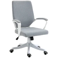 Vinsetto Sedia da Ufficio Ergonomica con Altezza Regolabile, Sedia Scrivania Imbottita Girevole 360° e Funzione Dondolo, in Tessuto effetto Lino Traspirante, per Studio, Grigio(m-1)