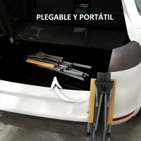 Outsunny Silla de Camping Plegable de Aluminio Respaldo Ajustable Reposabrazos de Madera Bolsa de Transporte 74x59,5x98 cm Gris(m-6)