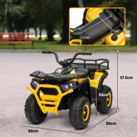 AIYAPLAY 12V Kids Electric Ride on ATV, Battery-Powered Quad Bike w/ Spring Suspension, Forward Backward, Storage Basket, Yellow(m-3)