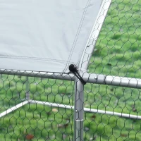 PawHut Gallinero de Exterior 2,8x5,7x1,95 m Gallinero Grande Cubierta de Tela Oxford y Corral de Metal Galvanizado Plata(m-9)