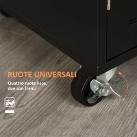 HOMCOM Carrello da Cucina con Cassetto e Armadietto 2 Ante, Ruote e Barra Laterale, 83x45x91.5cm, Nero(m-5)