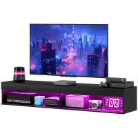 HOMCOM Mobile Porta TV fino 75" Sospeso con Luci LED 16 Colori e Telecomando, 180x40x30cm, Nero(m-10)