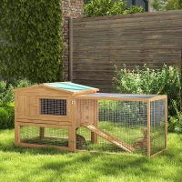 PawHut Clapier cage à lapins rongeurs 2 étages tiroir déjection enclos extérieur amovible toit ouvrant 158L x 58l x 68H cm bois massif pin(m-2)