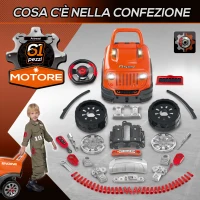 HOMCOM Officina Camion Giocattolo per Bambini 3-5 Anni con Motore, Ruote e Maniglia, 61 Accessori, 40x39x47cm, Arancione(m-4)