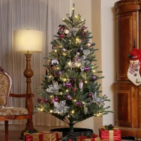 HOMCOM 6ft Artificial Christmas Tree, with Purple Decorations and Lights(m-10)