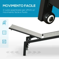Outsunny Sdraio da Giardino in Rattan e Alluminio Regolabile in 5 Posizioni con Ruote, 162x60x90 cm(m-6)