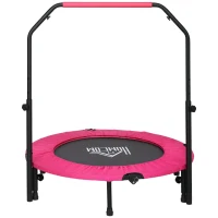 HOMCOM 40" Foldable Mini Fitness Trampoline, with Adjustable Foam Handle, Pink(m-11)