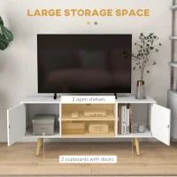HOMCOM TV Stand Cabinet up to 55 Inches, TV Unit with Storage Shelves and Wood Legs for Living Room, Bedroom, White(m-4)