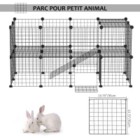 PawHut Cage parc clôture pour animaux domestiques enclos pour petits animaux 146 x 73 x 73 cm modulable 2 niveaux 36 panneaux bords arrondis fil en acier noir(m-5)