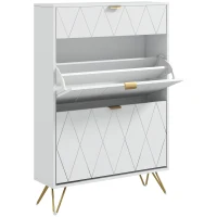 HOMCOM Two Flip Drawer Narrow Shoe Cabinet - White(m-11)