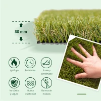 Outsunny Césped Artificial 30 mm Rollos de 1x4 m Realista para Terraza Jardín Balcón con Orificios de Drenaje Alta Densidad Verde(m-6)