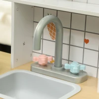 AIYAPLAY Toy Kitchen, Pretend Role Play Kitchen with Hob, Sound, Light, Coffee Machine, Ice Maker, Microwave(m-8)