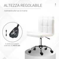 HOMCOM Sedia da Ufficio Ergonomica, Sedia Girevole Altezza Regolabile in Pelle Sintetica 46 × 51 × 80-92cm(m-4)