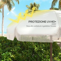 Outsunny Ombrellone da Spiaggia Salvaspazio con Protezione UV40+ e Borsa di Trasporto, Grigio Chiaro(m-4)