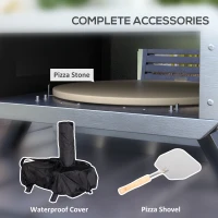 Outsunny Portable Wood Pellet Pizza Oven with 12" / 30cm Rotating Pizza Stone, Peel and Cover, Wood Fired Pizza Maker with Thermometer for Outdoor Garden Cooking(m-7)