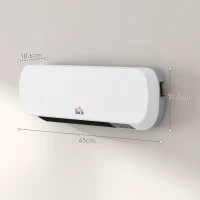HOMCOM 2000W Wall Mounted Ceramic Space Heater, 10-49°C Temperature, White(m-3)