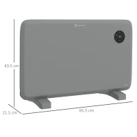 HOMCOM 1200W Electric Convector Heater, Freestanding or Wall Mounted, Space Heater with Adjustable Thermostat, Timer, Grey(m-3)