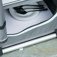 Outsunny 2-Shelf Camping Cupboard Camping Kitchen Station Cook Table Aluminum, Storage Organiser for BBQ Party Picnics Backyards with Carrying Bag(m-9)