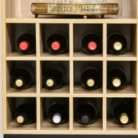 HOMCOM Meuble de rangement style industriel casier à bouteilles support verres à vin niche placard motif chevron métal noir panneaux aspect chêne clair(m-8)