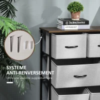 HOMCOM Commode Chiffonnier Meuble de Rangement 13 tiroirs en tissu pliants gris- structure acier noir(m-6)