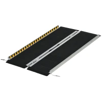 HOMCOM Wheelchair Ramp, 122L x 73Wcm, 272KG Capacity, Folding Aluminium Threshold Ramp with Non-Skid Surface, Transition Plates Above and Below for Home, Steps, Stairs, Curbs, Doorways(m-11)
