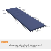 Outsunny Cuscino per Sdraio e Lettino Prendisole in Tessuto con Lacci di Fissaggio, Blu Scuro(m-3)
