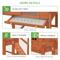 PawHut Wooden Chicken Coop with Run, Nesting Box, Slide-out Tray, Ramp, Perches, Asphalt Roof, 179 x 67 x 115cm(m-7)