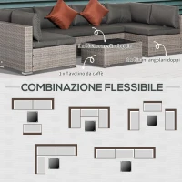 Outsunny Set Salotto da Esterni 4 Pezzi con 3 Divani e 1 Tavolino da Caffè, in Rattan PE, Cuscini Inclusi(m-4)