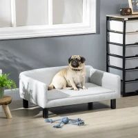 PawHut Sofá para Perros Medianos con Patas de Madera Cama para Mascotas Carga 20 kg 82x54x36 cm Gris(m-2)