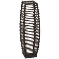 Outsunny Rattan Solar Floor Lamp,  68cm Tall Outdoor Garden Lantern Pathway Light & Decorative Lighting with Auto On/Off LED Lights, IP44, for Porch, Yard, Courtyard, Deck, Brown(m-1)
