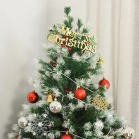 HOMCOM 5ft Snow-Dipped Artificial Christmas Tree w/ Red Berries Metal Base Home Season Decoration Holiday Elegant Traditional(m-9)