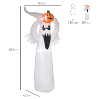 HOMCOM 6FT 1.8m LED Halloween Inflatable Decoration Floating Ghost & Pumpkin Party Outdoors Yard Lawn(m-3)