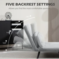 HOMCOM 4-in-1 Velvet-Feel Double Sofa Bed, with Pillows - Light Grey(m-5)