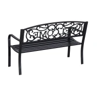 Outsunny Banc 2 Places de Jardin dim. 127L x 60l x 87H cm métal époxy anticorrosion Fonte Noir(m-8)
