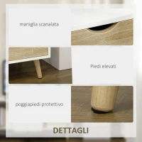 HOMCOM Mobile TV Moderno max 50" in Truciolato con Cassetti, Ripiani Aperti e Armadietti, 110x40x50 cm, Bianco e Colore Legno(m-5)