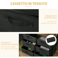 HOMCOM Appendiabiti da Terra con Mobile da 6 Cassetti in Tessuto e Ripiano Aperto, 63.5x40x172.5 cm, Nero e Marrone(m-5)