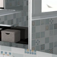 HOMCOM Armoire murale de salle de bain miroir placard de rangement 1 porte 3 niveaux étagère réglable 70 x 13 x 60 cm(m-9)