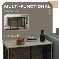 PawHut Dog Crate Furniture End Table w/ Plush Washable Cushion, Lockable Door, for Large Dogs(m-5)