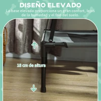 PawHut Cama Elevada para Mascotas Portátil con Toldo Extraíble Tela Transpirable al Aire Libre para Interior y Exterior 92x76x90 cm Gris(m-7)
