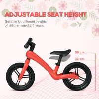 AIYAPLAY 12" Balance Bike, Lightweight No-Pedal Training Bike for Children with Adjustable Seat, Rubber Wheels - Red(m-4)