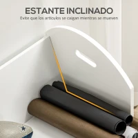 HOMCOM Estantería Librería con Ruedas Estantería para Libros con 2 Estantes y Asas Estilo Moderno 71x40x78 cm Blanco(m-6)
