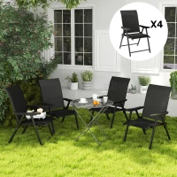 Outsunny Set of Four Folding Outdoor Chairs - Black(m-9)