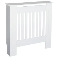 HOMCOM Slatted Radiator Cover Painted Cabinet MDF Lined Grill in White (78L x 19W x 81H cm)(m-1)